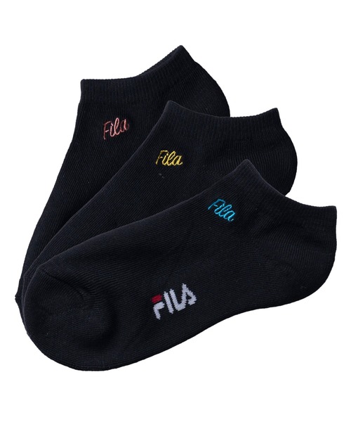 FILA(フィラ)の「FILA フィラ ブランド ロゴ ワンポイント 足底パイル アンクルソックス くるぶし 靴下 23cm 24cm 25cm(ソックス/靴下・レディース・ホワイト/マルチ/ブラック/ブラック系その他/その他/ホワイト系その他・23~25cm/23cm~25cm)」の1枚目の写真