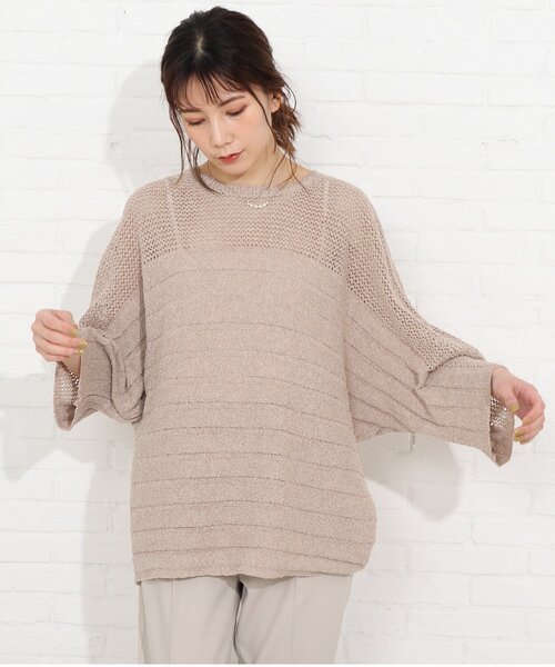 SHOO・LA・RUE(シューラルー)の「◆ブークレメッシュ切り替えニットプルオーバー(ニット/セーター・レディース・ホワイト系/ピンク系/サンドベージュ/ブラック・00)」の3枚目の写真