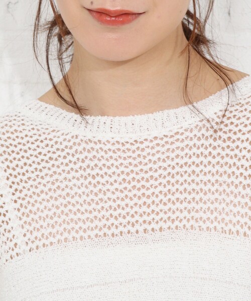 SHOO・LA・RUE(シューラルー)の「◆ブークレメッシュ切り替えニットプルオーバー(ニット/セーター・レディース・ホワイト系/ピンク系/サンドベージュ/ブラック・00)」の8枚目の写真