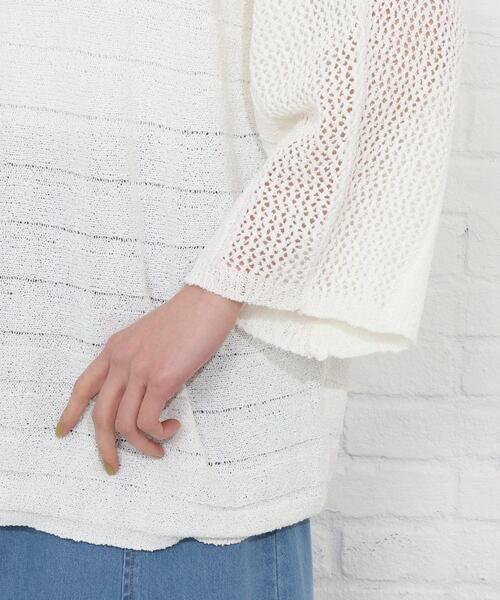 SHOO・LA・RUE(シューラルー)の「◆ブークレメッシュ切り替えニットプルオーバー(ニット/セーター・レディース・ホワイト系/ピンク系/サンドベージュ/ブラック・00)」の9枚目の写真