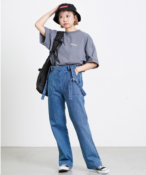 MILKFED.（ミルクフェド）の「BASIC STENCIL WIDE S/S TEE/ブランドロゴ　プリントTシャツ/半袖（Tシャツ/カットソー・レディース・ホワイト/チャコール/ライトピンク/ライトパープル/オフホワイト/ネイビー/ブラック/ライトブルー・S/M/L/XL）」の14枚目の写真
