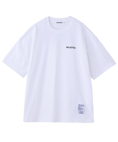 MILKFED.（ミルクフェド）の「BASIC STENCIL WIDE S/S TEE/ブランドロゴ　プリントTシャツ/半袖（Tシャツ/カットソー・レディース・ホワイト/チャコール/ライトピンク/ライトパープル/オフホワイト/ネイビー/ブラック/ライトブルー・S/M/L/XL）」の17枚目の写真