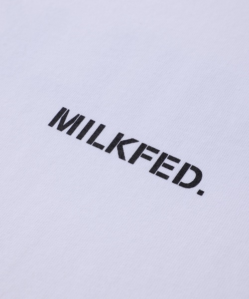 MILKFED.（ミルクフェド）の「BASIC STENCIL WIDE S/S TEE/ブランドロゴ　プリントTシャツ/半袖（Tシャツ/カットソー・レディース・ホワイト/チャコール/ライトピンク/ライトパープル/オフホワイト/ネイビー/ブラック/ライトブルー・S/M/L/XL）」の20枚目の写真