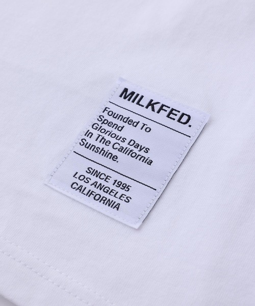 MILKFED.（ミルクフェド）の「BASIC STENCIL WIDE S/S TEE/ブランドロゴ　プリントTシャツ/半袖（Tシャツ/カットソー・レディース・ホワイト/チャコール/ライトピンク/ライトパープル/オフホワイト/ネイビー/ブラック/ライトブルー・S/M/L/XL）」の21枚目の写真