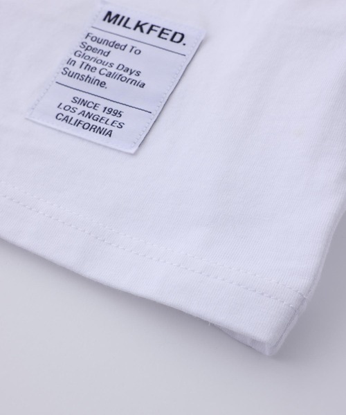 MILKFED.（ミルクフェド）の「BASIC STENCIL WIDE S/S TEE/ブランドロゴ　プリントTシャツ/半袖（Tシャツ/カットソー・レディース・ホワイト/チャコール/ライトピンク/ライトパープル/オフホワイト/ネイビー/ブラック/ライトブルー・S/M/L/XL）」の22枚目の写真