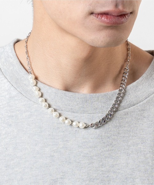 WEGO（ウィゴー）の「WEGO/チェーンミックスパールネックレス（ネックレス・メンズ・その他1/その他2/その他3・FREE）」の3枚目の写真