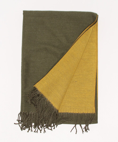 Q（キュー）の「バイカラーリバーストール（ストール/ショール・レディース・パープル/カーキ・MEDIUM）」の4枚目の写真