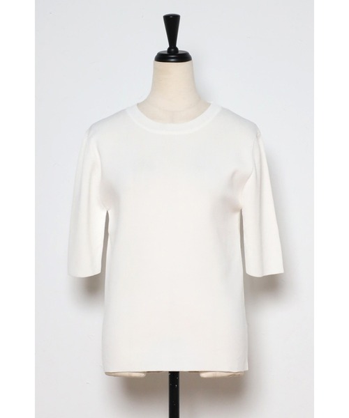 Bonjour Sagan(ボンジュールサガン)の「ダイバーニットT(Tシャツ/カットソー・レディース・ブラック/オフホワイト/カーキ/サックスブルー・FREE)」の8枚目の写真