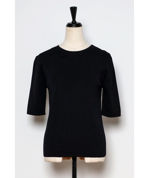 Bonjour Sagan(ボンジュールサガン)の「ダイバーニットT(Tシャツ/カットソー・レディース・ブラック/オフホワイト/カーキ/サックスブルー・FREE)」の9枚目の写真