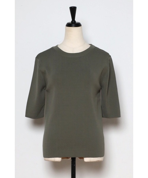 Bonjour Sagan(ボンジュールサガン)の「ダイバーニットT(Tシャツ/カットソー・レディース・ブラック/オフホワイト/カーキ/サックスブルー・FREE)」の10枚目の写真