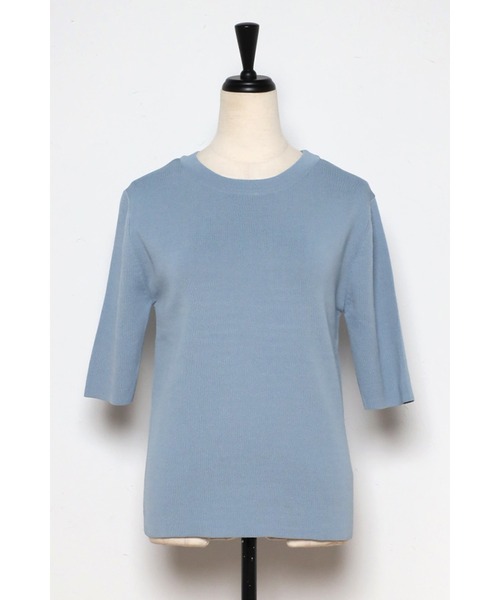 Bonjour Sagan(ボンジュールサガン)の「ダイバーニットT(Tシャツ/カットソー・レディース・ブラック/オフホワイト/カーキ/サックスブルー・FREE)」の11枚目の写真