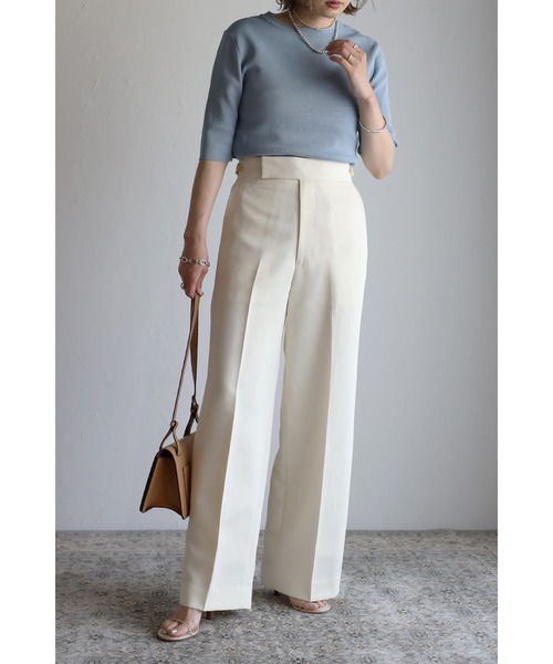 Bonjour Sagan(ボンジュールサガン)の「ダイバーニットT(Tシャツ/カットソー・レディース・ブラック/オフホワイト/カーキ/サックスブルー・FREE)」の19枚目の写真