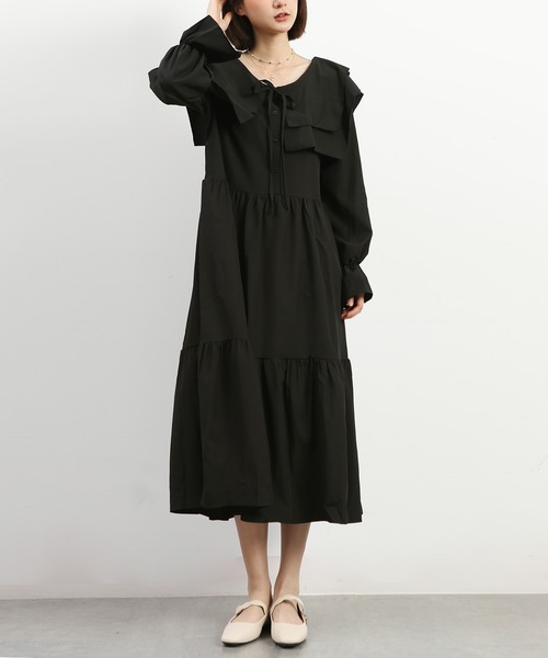 MAISON DE THERESE(メゾン ド テレーズ)の「可愛いベイビーネックワンピース(ワンピース・レディース・ベージュ/ブラック・MEDIUM)」の1枚目の写真