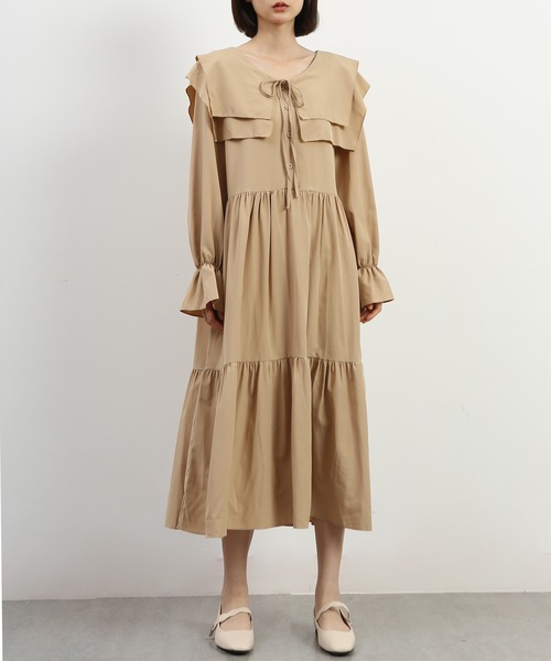 MAISON DE THERESE(メゾン ド テレーズ)の「可愛いベイビーネックワンピース(ワンピース・レディース・ベージュ/ブラック・MEDIUM)」の3枚目の写真
