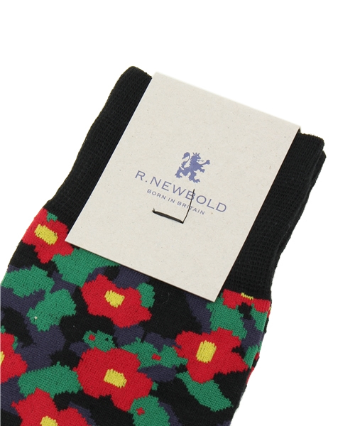 R.NEWBOLD（アールニューボールド）の「FLOWER DESING/ソックス/155900（ソックス/靴下・メンズ・ブラック系その他/ブルー系その他/レッド系その他・25-27）」の4枚目の写真
