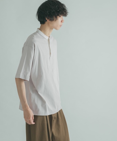 FORK&SPOON（フォークアンドスプーン）の「FORK&SPOON　OE天竺バンドカラーTシャツ（Tシャツ/カットソー・メンズ・アイボリー/チャコールグレー/グレー系その他・4/5）」の8枚目の写真