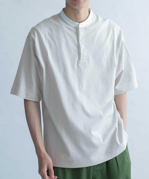 FORK&SPOON（フォークアンドスプーン）の「FORK&SPOON　OE天竺バンドカラーTシャツ（Tシャツ/カットソー・メンズ・アイボリー/チャコールグレー/グレー系その他・4/5）」の12枚目の写真