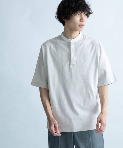 FORK&SPOON（フォークアンドスプーン）の「FORK&SPOON　OE天竺バンドカラーTシャツ（Tシャツ/カットソー・メンズ・アイボリー/チャコールグレー/グレー系その他・4/5）」の13枚目の写真