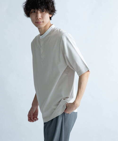 FORK&SPOON（フォークアンドスプーン）の「FORK&SPOON　OE天竺バンドカラーTシャツ（Tシャツ/カットソー・メンズ・アイボリー/チャコールグレー/グレー系その他・4/5）」の14枚目の写真