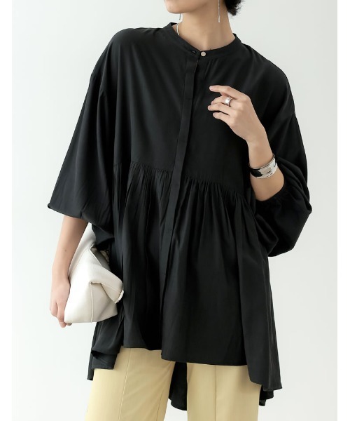 美品　リテン　キャンディ　チュニック　ブラウス　ボリュームスリーブ　ブラック 楽天市場】ブラウス《キャンディースリーブチュニックブラウス