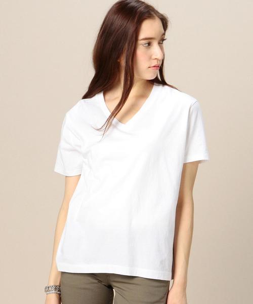 BEAUTY&YOUTH UNITED ARROWS（ビューティーアンドユースユナイテッドアローズ）の「BYTU コットンバイオVネック Tシャツ◆（Tシャツ/カットソー・レディース・ホワイト/ブラック/ベージュ/コバルトブルー・フリー）」の2枚目の写真
