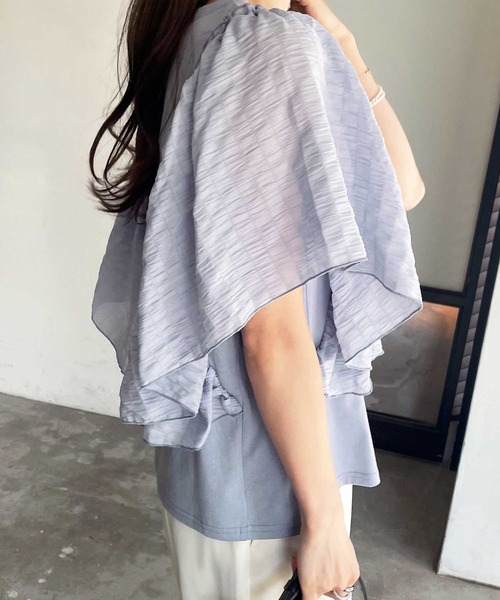 GeeRA(ジーラ)の「袖異素材フレアースリーブカットソー(Tシャツ/カットソー・レディース・オフホワイト/ブルー/ブラック・X-LARGE/MEDIUM/LARGE/XX-LARGE)」の11枚目の写真