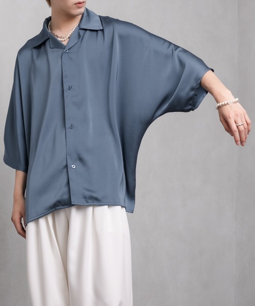 Adoon plain（アドーンプレーン）の「【Adoon plain】アソートドルマンスリーブシャツ（シャツ/ブラウス・メンズ・ホワイト/ブラック/グリーン/ブルーグレー・MEDIUM/LARGE）」の4枚目の写真