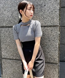 one after another NICE CLAUP | 胸あきイニシャルテレコトップス(Tシャツ/カットソー)
