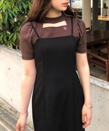 one after another NICE CLAUP | 胸あきイニシャルテレコトップス(Tシャツ/カットソー)