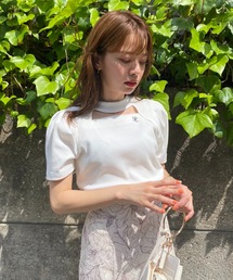 one after another NICE CLAUP | 胸あきイニシャルテレコトップス(Tシャツ/カットソー)