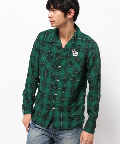 HYSTERIC GLAMOUR（ヒステリックグラマー）の「EVIL WOMAN刺繍 長袖オープンカラーSH（シャツ/ブラウス・メンズ・レッド系その他/グリーン系その他/グレー系その他・MEDIUM/SMALL/LARGE）」の4枚目の写真