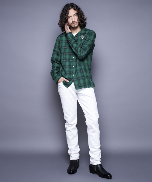 HYSTERIC GLAMOUR（ヒステリックグラマー）の「EVIL WOMAN刺繍 長袖オープンカラーSH（シャツ/ブラウス・メンズ・レッド系その他/グリーン系その他/グレー系その他・MEDIUM/SMALL/LARGE）」の6枚目の写真