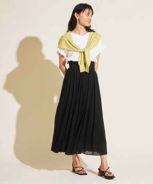 Feroux(フェルゥ)の「【洗える】コットン楊柳レースコンビ スカート(スカート・レディース・ブラック系/ベージュ系/ブルー系/レッド系・F)」の5枚目の写真