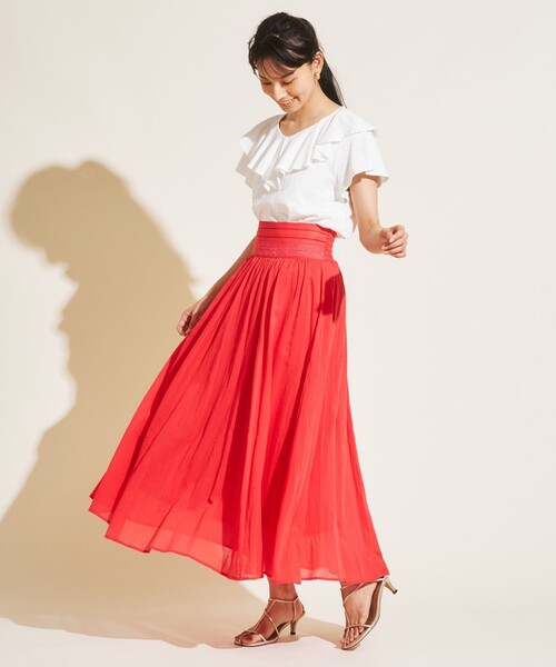Feroux(フェルゥ)の「【洗える】コットン楊柳レースコンビ スカート(スカート・レディース・ブラック系/ベージュ系/ブルー系/レッド系・F)」の8枚目の写真