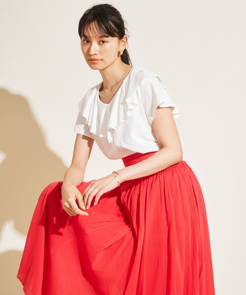 Feroux(フェルゥ)の「【洗える】コットン楊柳レースコンビ スカート(スカート・レディース・ブラック系/ベージュ系/ブルー系/レッド系・F)」の10枚目の写真