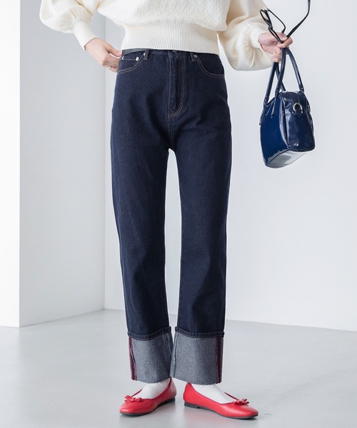 BURBERRY BLUE LABEL ロールアップ　デニムパンツ BURBERRY BLUE LABEL ノバチェック ロールアップ デニムパンツ