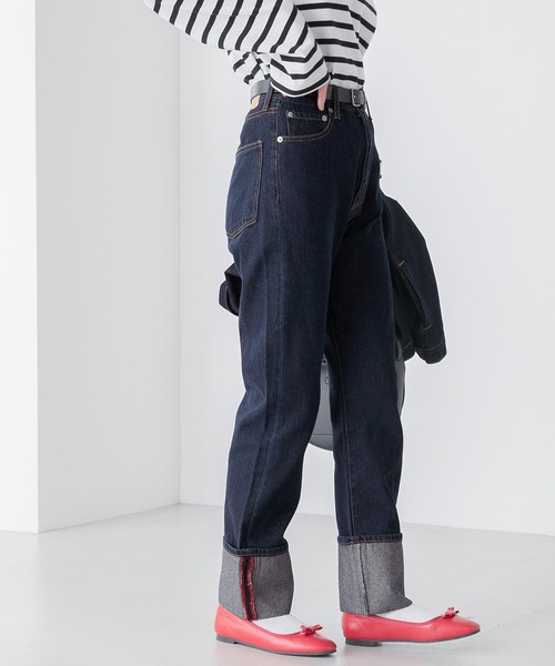 ロールアップハイウエストデニムパンツ セール】ロールアップハイウエストデニムパンツ（デニムパンツ