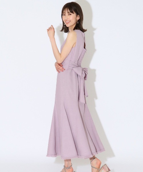 And Couture （アンドクチュール）ノースリーブロングワンピース AND COUTURE（アンドクチュール）の「麻調バックシャンノースリ