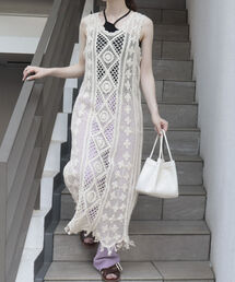 fredy emue | レース編みロングジレワンピース(ワンピース)