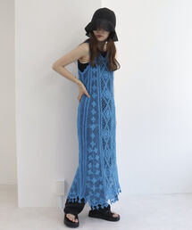 fredy emue | レース編みロングジレワンピース(ワンピース)
