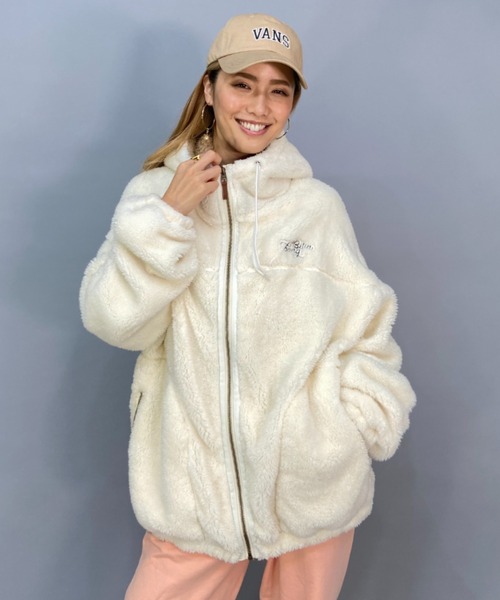 BILLABONG（ビラボン）の「BILLABONG/ビラボン  ビッグシルエット/オーバーサイズ/ボアフルジップジャケット   BC014-758（ムートンコート・レディース・ホワイト/ブラック/グリーン・M/L）」の2枚目の写真