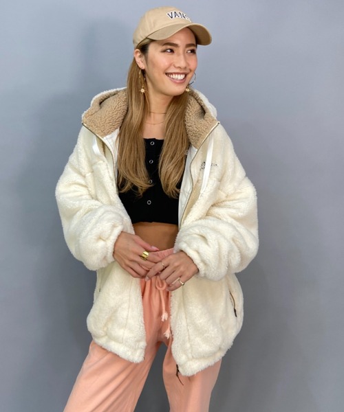 BILLABONG（ビラボン）の「BILLABONG/ビラボン  ビッグシルエット/オーバーサイズ/ボアフルジップジャケット   BC014-758（ムートンコート・レディース・ホワイト/ブラック/グリーン・M/L）」の8枚目の写真