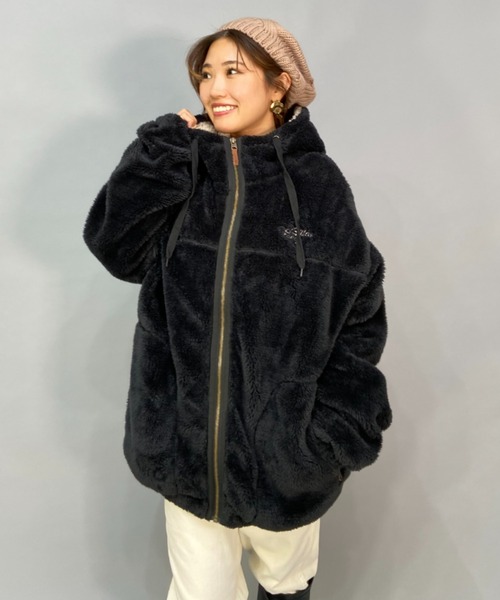 BILLABONG（ビラボン）の「BILLABONG/ビラボン  ビッグシルエット/オーバーサイズ/ボアフルジップジャケット   BC014-758（ムートンコート・レディース・ホワイト/ブラック/グリーン・M/L）」の13枚目の写真