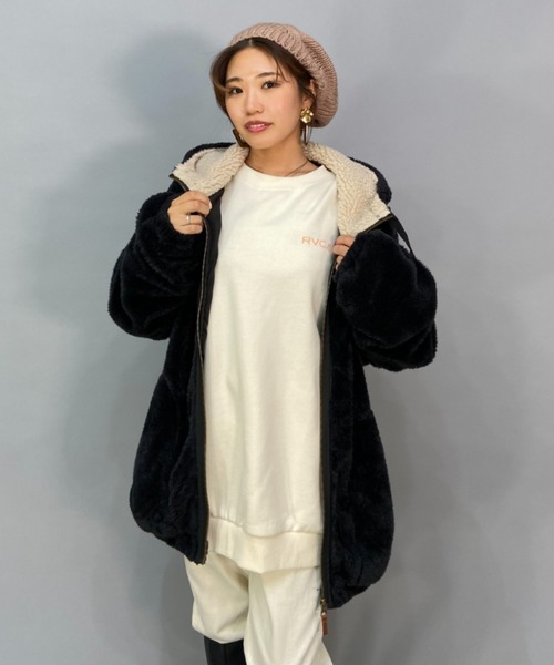 BILLABONG（ビラボン）の「BILLABONG/ビラボン  ビッグシルエット/オーバーサイズ/ボアフルジップジャケット   BC014-758（ムートンコート・レディース・ホワイト/ブラック/グリーン・M/L）」の14枚目の写真