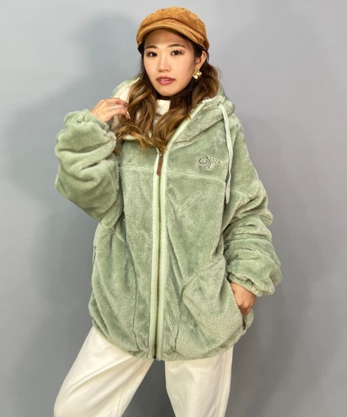 BILLABONG（ビラボン）の「BILLABONG/ビラボン  ビッグシルエット/オーバーサイズ/ボアフルジップジャケット   BC014-758（ムートンコート・レディース・ホワイト/ブラック/グリーン・M/L）」の19枚目の写真