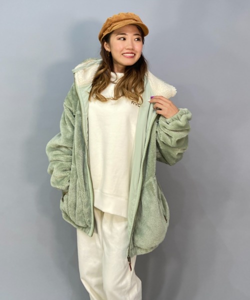 BILLABONG（ビラボン）の「BILLABONG/ビラボン  ビッグシルエット/オーバーサイズ/ボアフルジップジャケット   BC014-758（ムートンコート・レディース・ホワイト/ブラック/グリーン・M/L）」の20枚目の写真