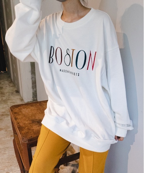 SUGGESTION（サジェッション）の「SUGGESTION　クラシカルロゴ刺繍裏毛トレーナー 2022AW（スウェット・メンズ・ホワイト/ブラック/ネイビー/杢グレー・M/L）」の2枚目の写真