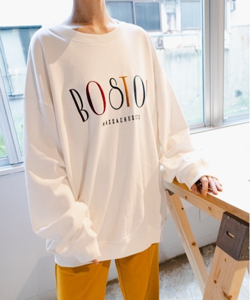 SUGGESTION（サジェッション）の「SUGGESTION　クラシカルロゴ刺繍裏毛トレーナー 2022AW（スウェット・メンズ・ホワイト/ブラック/ネイビー/杢グレー・M/L）」の6枚目の写真