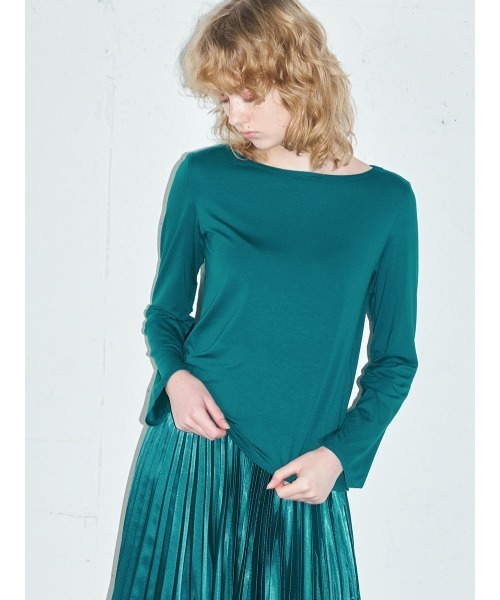 【セール】MIDIUMISOLID for Ladies ボートネックインナープルオーバー（Tシャツ/カットソー）｜MIDIUMISOLID（ミディウミソリッド）