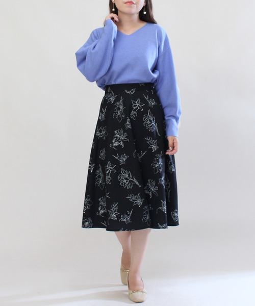 TRUDEA(トルディア)の「線描きプリントスカート(スカート・レディース・ブラック/ブラウン/アイボリー・MEDIUM/SMALL)」の18枚目の写真
